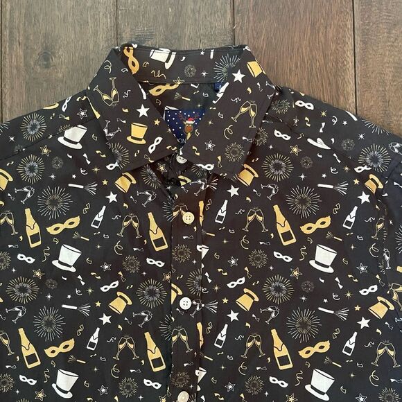Simon Banks Men’s NYE New Year’s Eve Button Down Shirt S NWOT - Picture 3 of 6